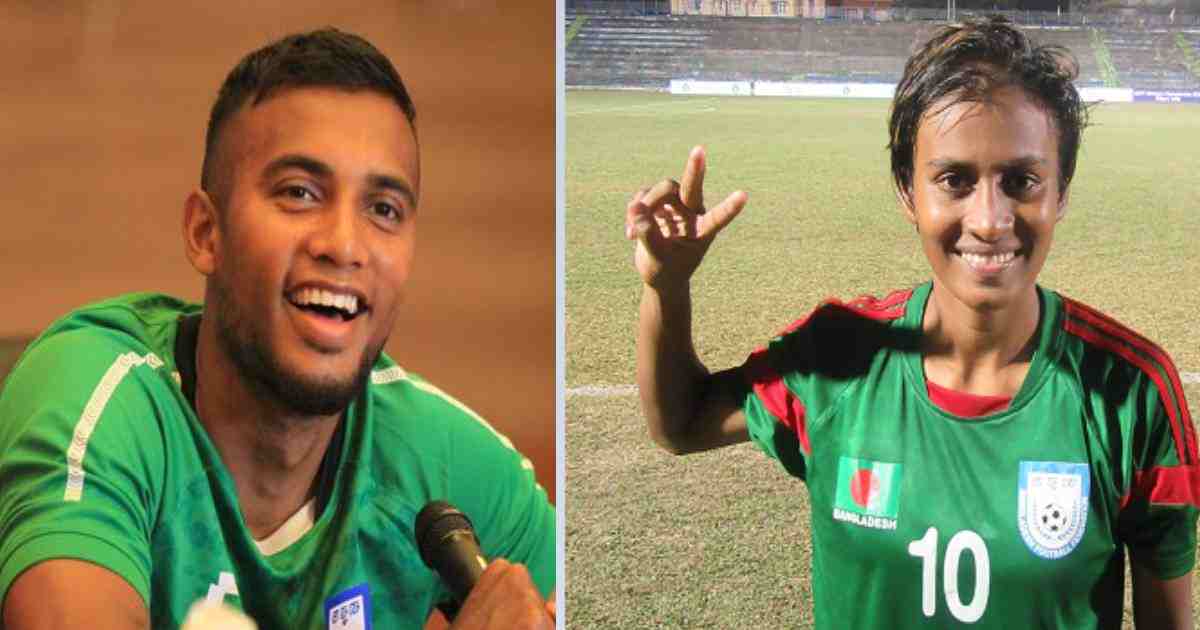 Sports , National captains , Bangladesh national women's football team , Bangladesh national men's football team , Bangladesh Football Federation , BFF , grassroot football ambassadors , Football , Sabina Khatun , Jamal Bhuiyan